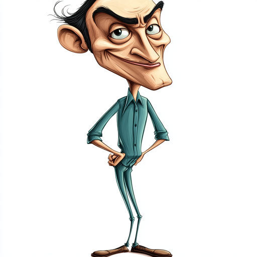Humorous caricature of a cartoon clipart with human characteristics