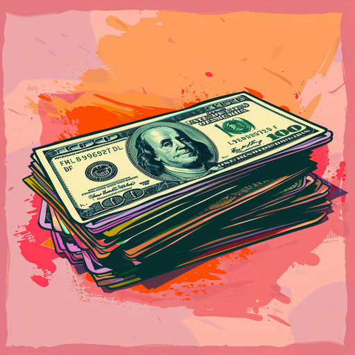 Realistic money clip art with random flat background