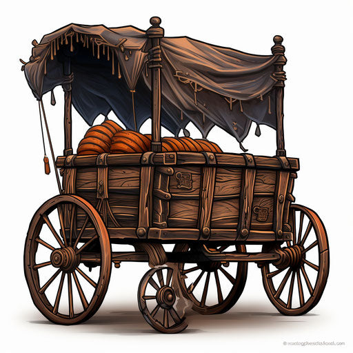 Cart clipart in the style of Chiaroscuro Art, on a white background