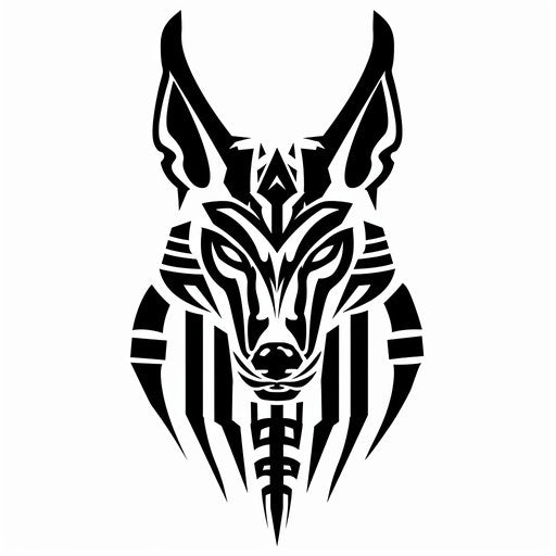 Anubis head in tribal tattoo style on white background