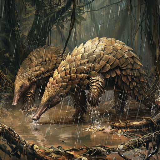 Pangolins playing after a refreshing rain