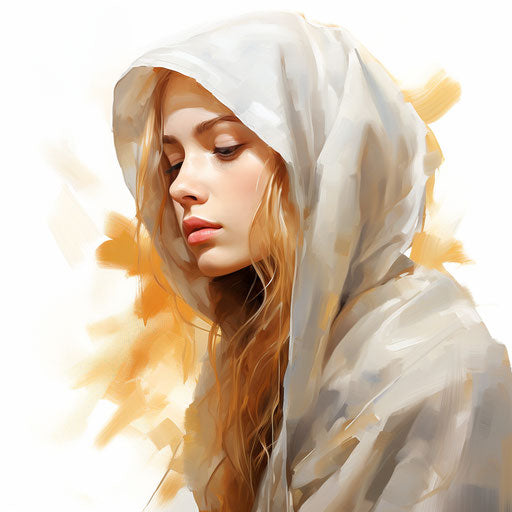 Religious art in Oil painting style on white background