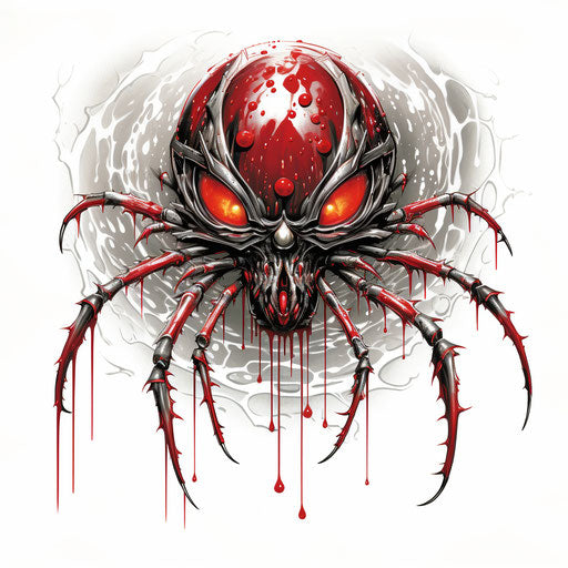 Ink spider tattoo design, red eye and black spider