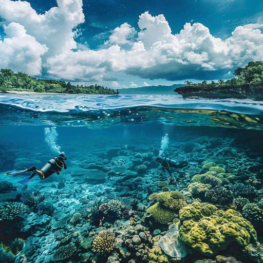 Exploring coral reefs at Nusa Dua Beach, Indonesia