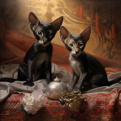 Oriental shorthair cat kittens playing