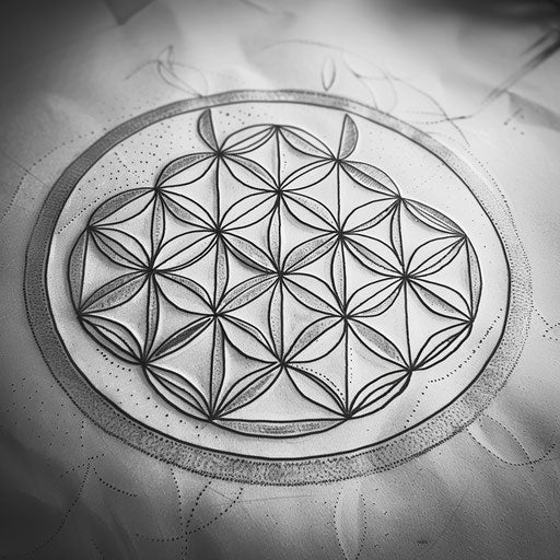 Bold graphic tattoo sketch of Flower of Life