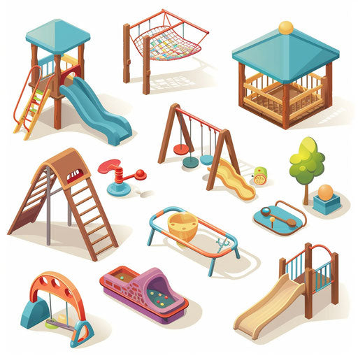 Realistic playground clipart on white background