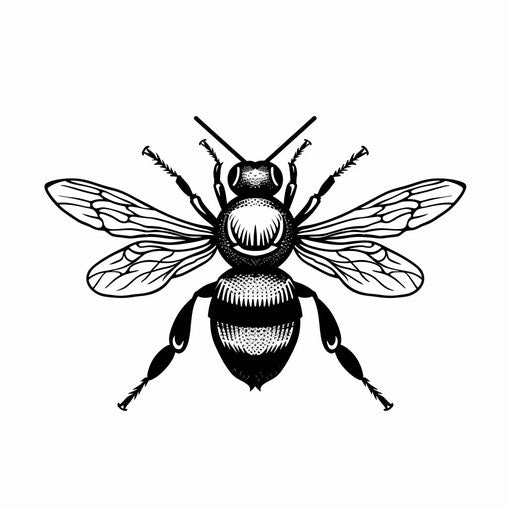 Simplistic but striking tattoo sketch of a queen bee in black and white
