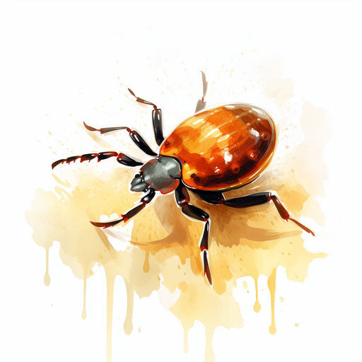 Tick drawing in Oil painting style, on a white background