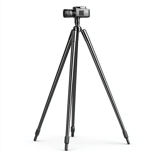 3D Camera Tripod in photo realistic style with flat white background
