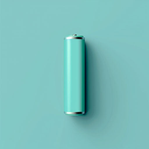 Realistic battery clipart on serene aqua background