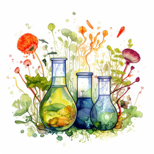 Biology clipart in the style of Oil painting, on a white background