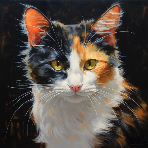 Calico cat oil painting