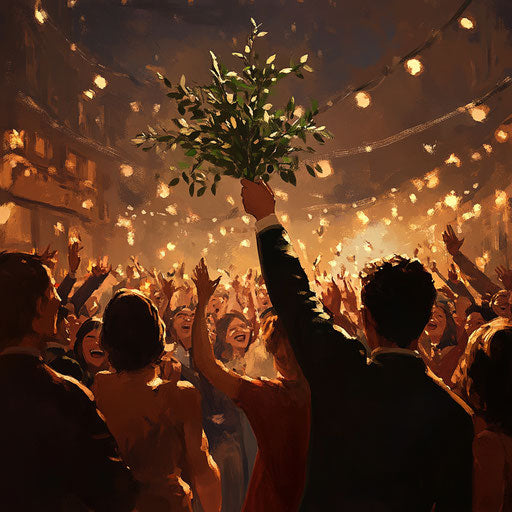 Mistletoe at a New Year's Eve party