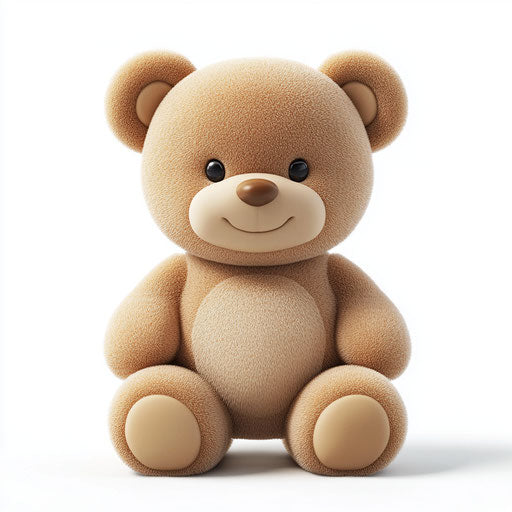 Cute 3D bear in realistic style with flat white background