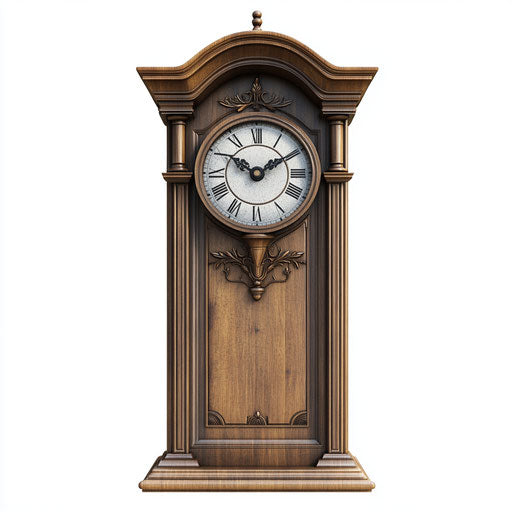 3D clock with clipart on flat white background