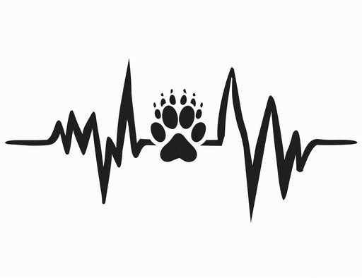 Heartbeat with paw print inside