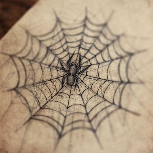Vintage spider web tattoo on white background
