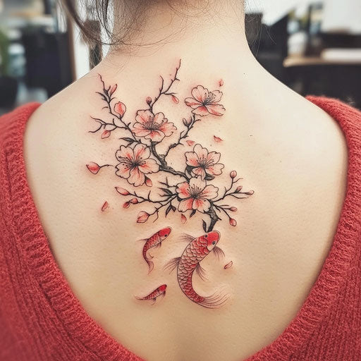 Vibrant Japanese Cherry Blossom Tattoo Tattoo Flash Set