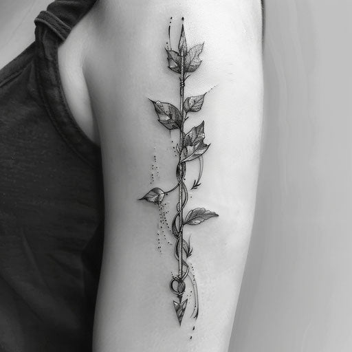 Nature-inspired arrow tattoo design