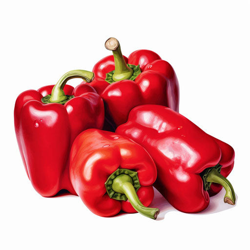 Pepper clipart in the style of oil painting, on a white background