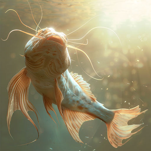 Catfish drawing with random flat background