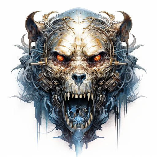 Bear with skull head in digital airbrushing style