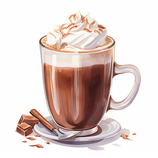 Hot cocoa clipart in the style of Oil painting, on white background