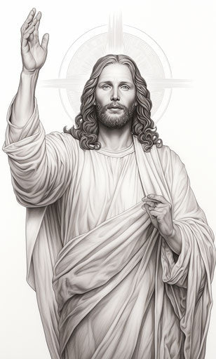Jesus hands up outline coloring page, tattoo style