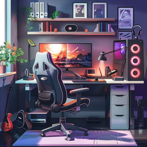 Professional gamer's streaming setup in an office