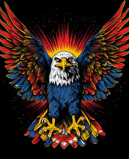 Eagle tattoo t-shirt, Mike Allred style, Spanish school