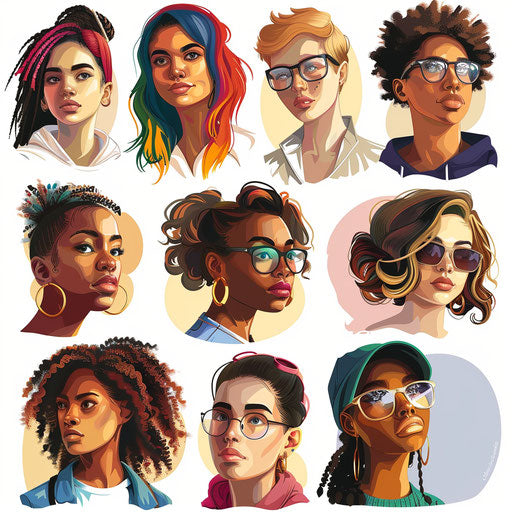 Diversity clipart in a photo realistic style on white background