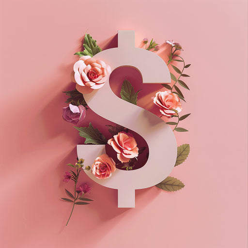 Realistic dollar sign on dusky rose background
