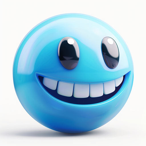 Blue sphere emoji with large smile showing teeth