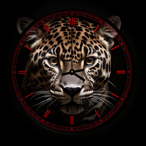 White jaguar free wall clock, animated gifs style, black background