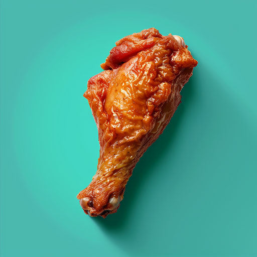 Realistic chicken wing on flat teal background