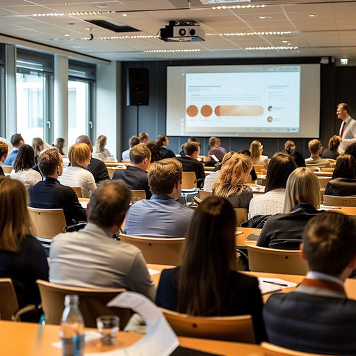 Well-organized corporate training with attentive participants and clear presentation materials