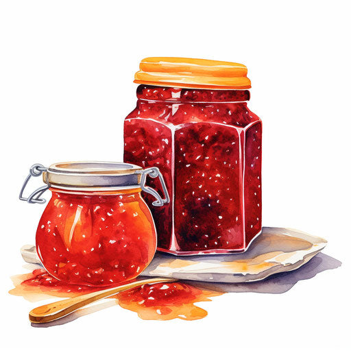 Illustration of jam in the style of Impressionistic Art, on white background