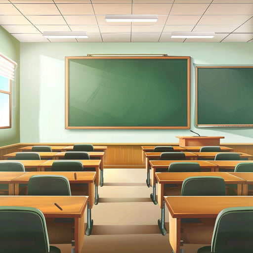 Realistic classroom clipart on flat white background