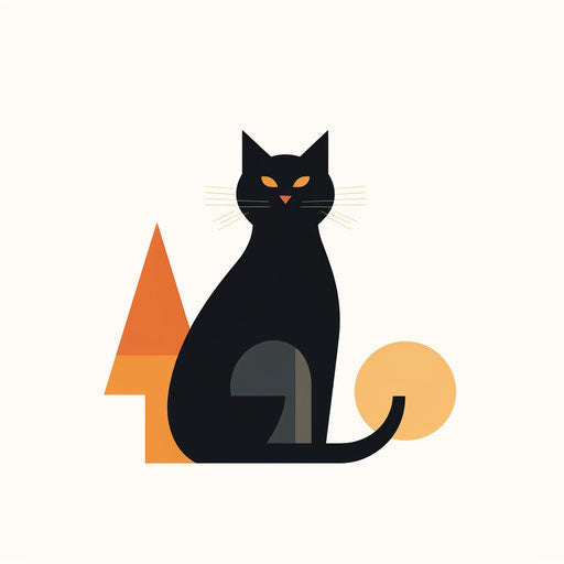 Cat clipart in Minimalist style, on white background