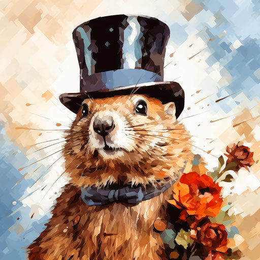 Groundhog day clipart in the style of Oil painting, on a white background