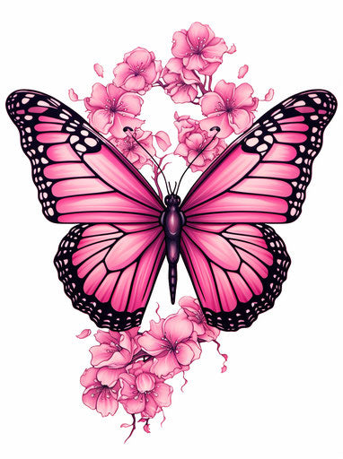 Monarch butterfly, pink and black, kawaii aesthetic, animated gifs, realistic
