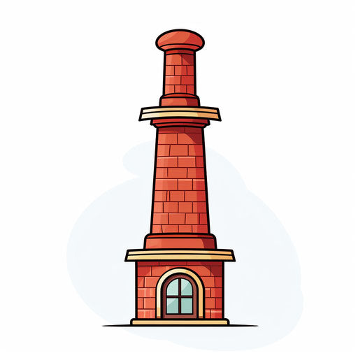 Minimalist-style clipart of a chimney, on white background