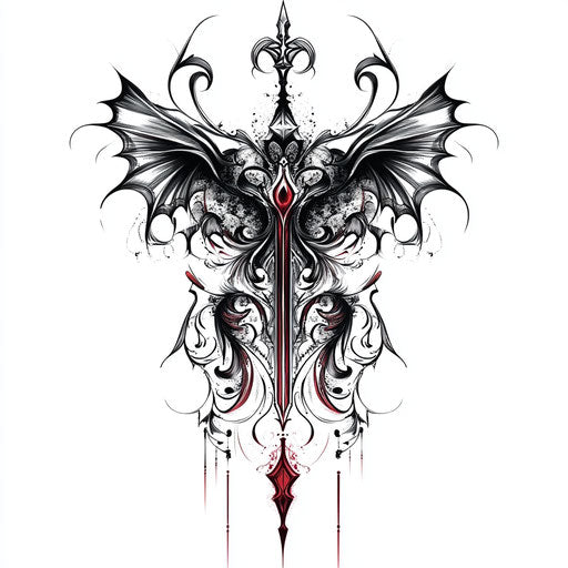 Beautiful constantine tattoo flat sketch with dark gothic theme