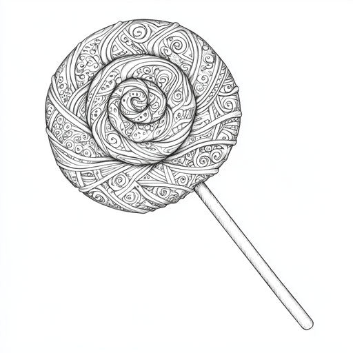 Lollipop with tribal patterns, Raqib Shaw style, Coloring page