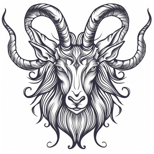 Capricorn zodiac flat tattoo sketch