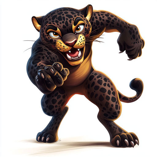 Humorous caricature of a panther with human characteristics