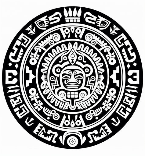 Black coloring page with traditional designs, symbolic style