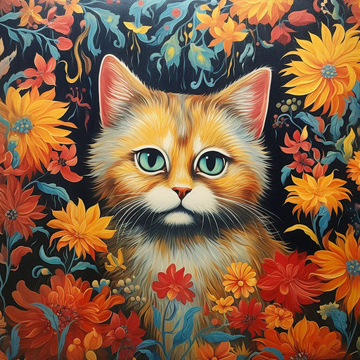 Cat in oil painting