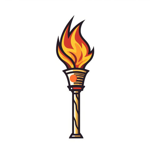Minimalist style torch clipart, on a white background